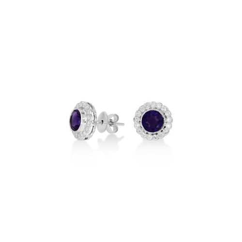 18Ct. White Gold Amethyst And Diamond Earrings<