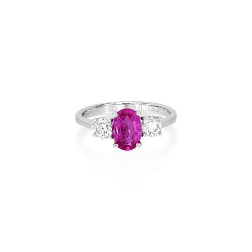 18Ct. White Gold Pink Sapphire And Diamond Ring<