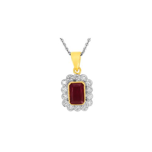 18Ct. Yellow Gold Ruby And Diamond Pendant<