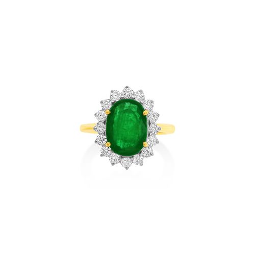 18Ct. White Gold Emerald and Diamond Ring<
