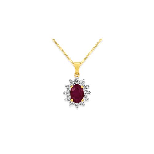 18Ct. Yellow Gold Ruby And Diamond Pendant<