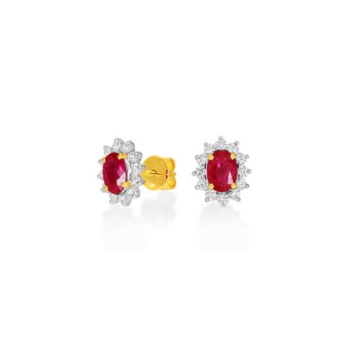 18Ct. Yellow Gold Ruby and Diamond Earrings<