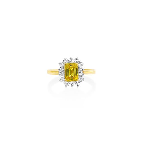 18Ct. Yellow Gold Yellow Sapphire and Diamond Ring<