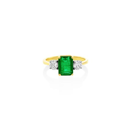 18Ct. Yellow Gold Emerald and Diamond Ring<