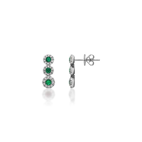 18Ct. White Gold Emerald And Diamond Earrings<
