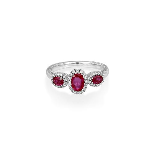 18Ct. White Gold Ruby And Diamond Ring<