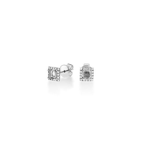 18Ct. White Gold Semi Set Earrings for 3.7 mm Princess<