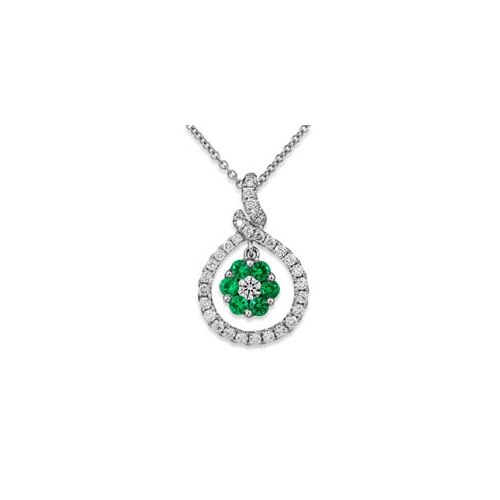 18Ct. White Gold Emerald And Diamond Pendant<