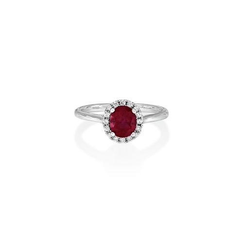18Ct. White Gold Ruby And Diamond Ring<