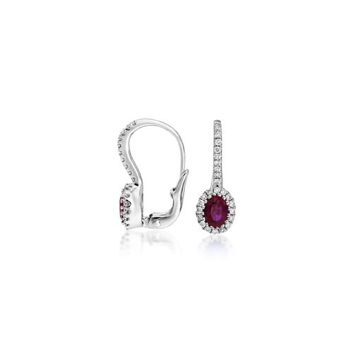 18Ct. White Gold Ruby And Diamond Earrings<