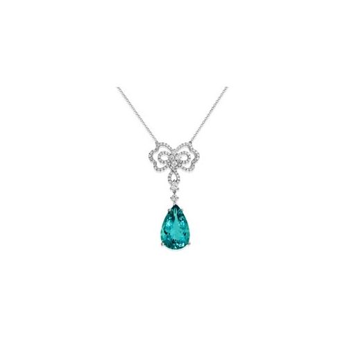 18Ct. White Gold Aquamarine And Diamond Necklace<