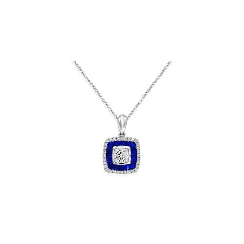 18Ct. White Gold Sapphire And Diamond Pendant<