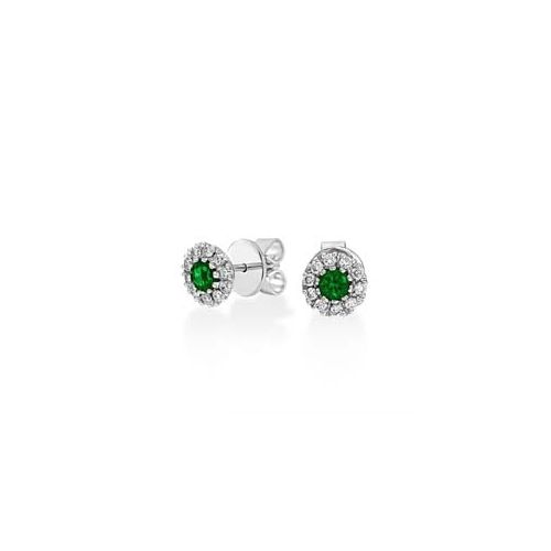 18Ct. White Gold Emerald And Diamond Earrings<