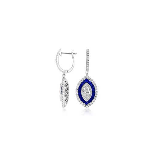 18Ct. White Gold Sapphire And Diamond Earrings<