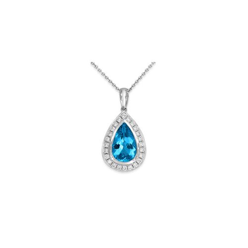 18Ct. White Gold Aquamarine And Diamond Pendant<
