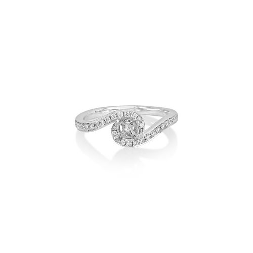 18Ct. White Gold Semi Set Ring For 4.4mm Round<
