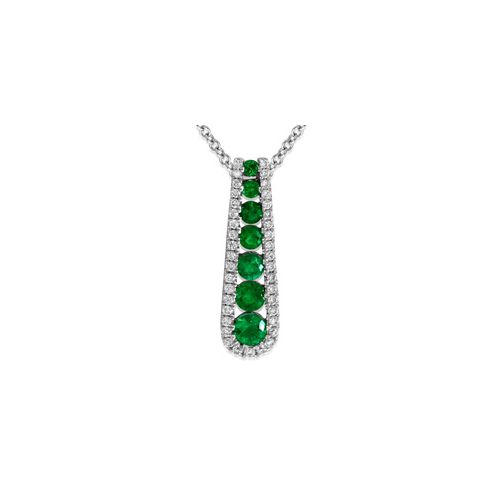 18Ct. White Gold Emerald And Diamond Pendant<