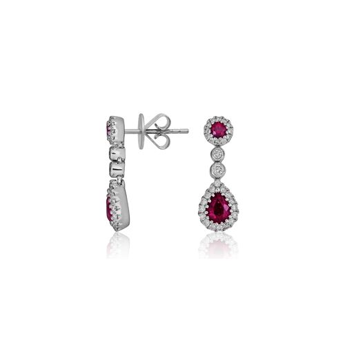 18Ct. White Gold Ruby And Diamond Earrings<