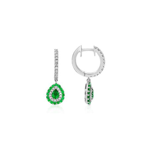18Ct. White Gold Emerald and Diamond Earrings<