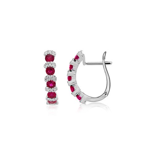 18Ct. White Gold Ruby and Diamond Earrings<