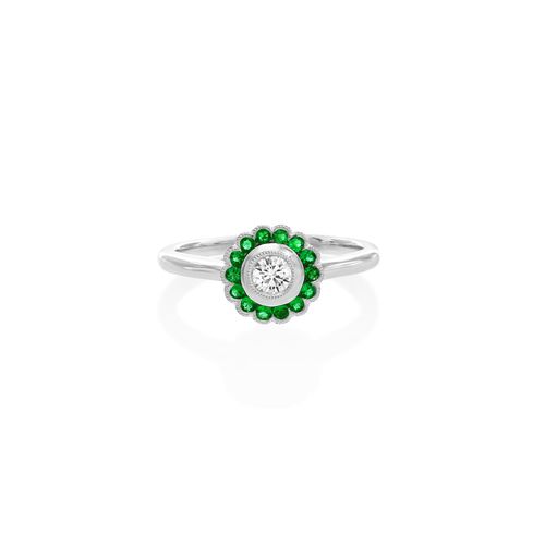 18Ct. White Gold Emerald and Diamond Ring<