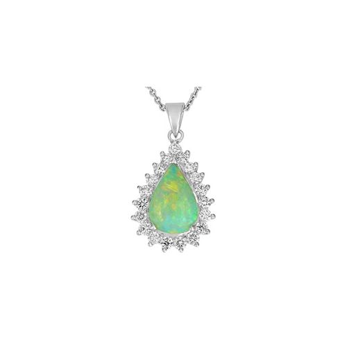 18Ct. White Gold Opal and Diamond Pendant<