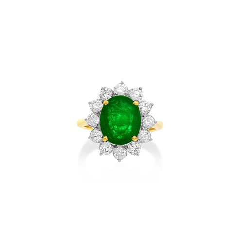 18Ct. Yellow Gold Emerald and Diamond Ring<