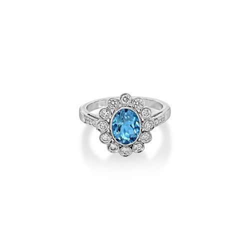 18Ct. White Gold Aquamarine and Diamond Ring<