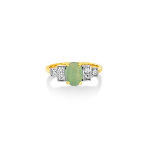 18Ct. Yellow Gold Opal and Diamond Ring<