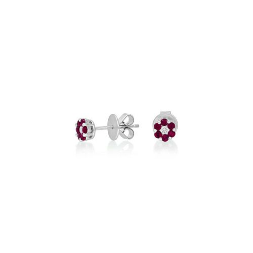 18ct. White Gold Ruby And Diamond Earrings<