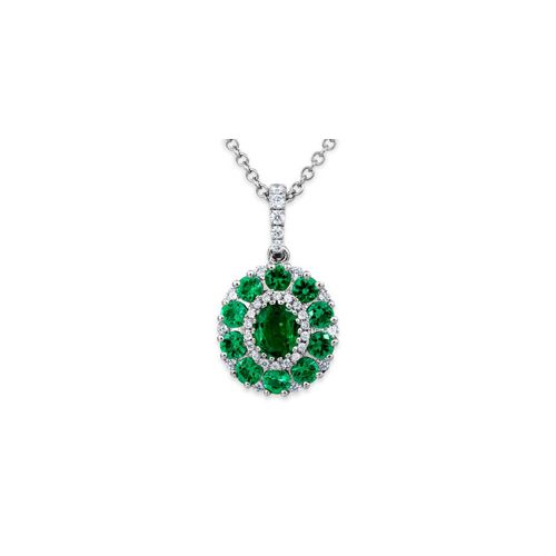 18ct. White Gold Emerald And Diamond Pendant<