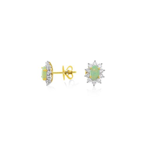 18ct. White Gold & Yellow Gold Opal and diamond Earrings<