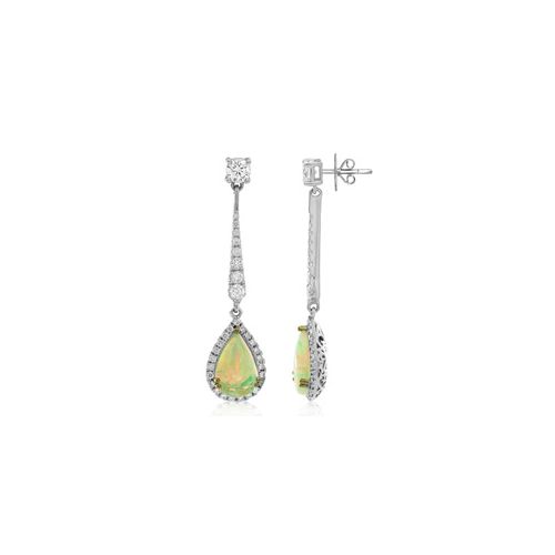 18Ct. White Gold Opal and Diamond Earrings<