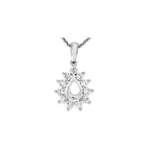 18Ct. White Gold Pendant Semi Set For 6x4mm Pear Shape<