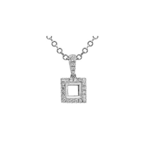 18Ct. White Gold Semi Set Pendant for 4.5 mm Princess<