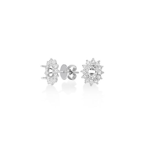 18Ct. White Gold Earrings Semi Set For 7x5mm Oval<